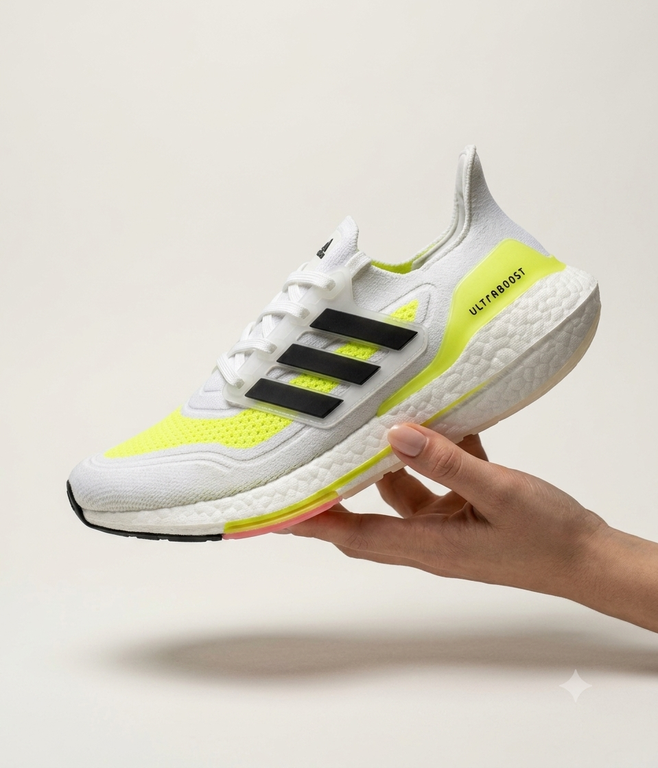Men's Lightweight Performance Running Shoes – White & Neon A101