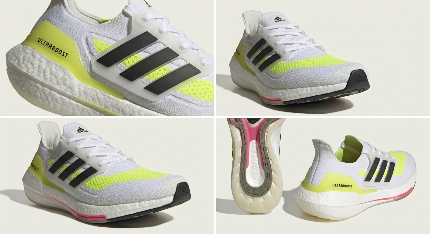 Men's Lightweight Performance Running Shoes – White & Neon A101